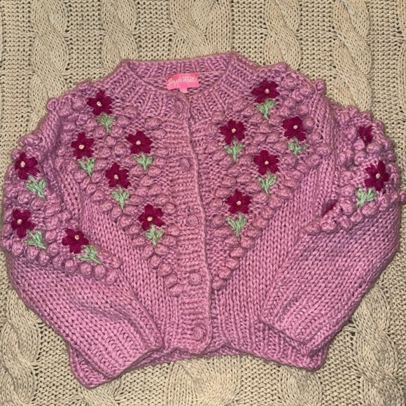 Sugar Thrillz Sweaters - Sugar Thrillz lil flower patch knit cardigan